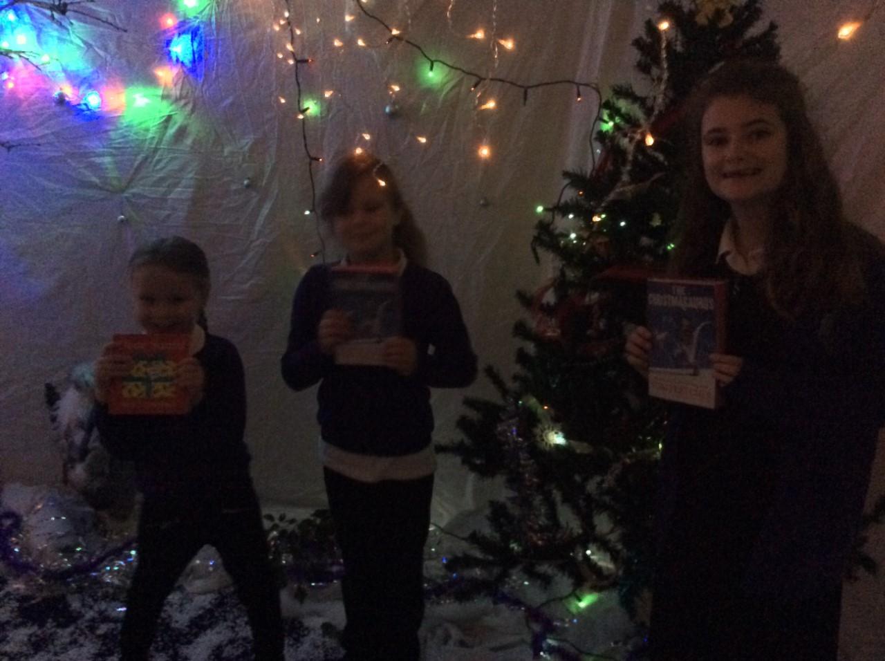 'Book Bingo' winners celebrating in the grotto!